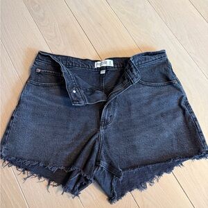 Abercrombie & Fitch Black Frayed Hem Denim Shorts